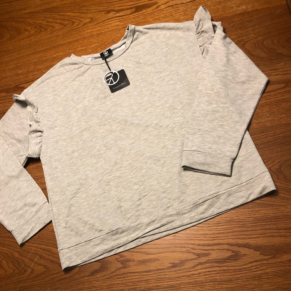 Hippie Chic ruffle sleeve sweatshirt